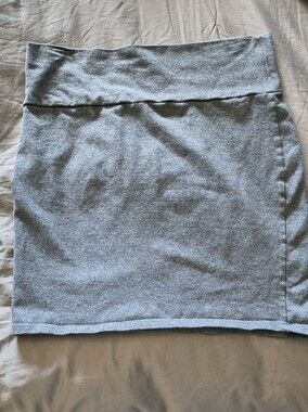 Charlotte Russe Light Gray Fold-Over Waist Mini Skirt
